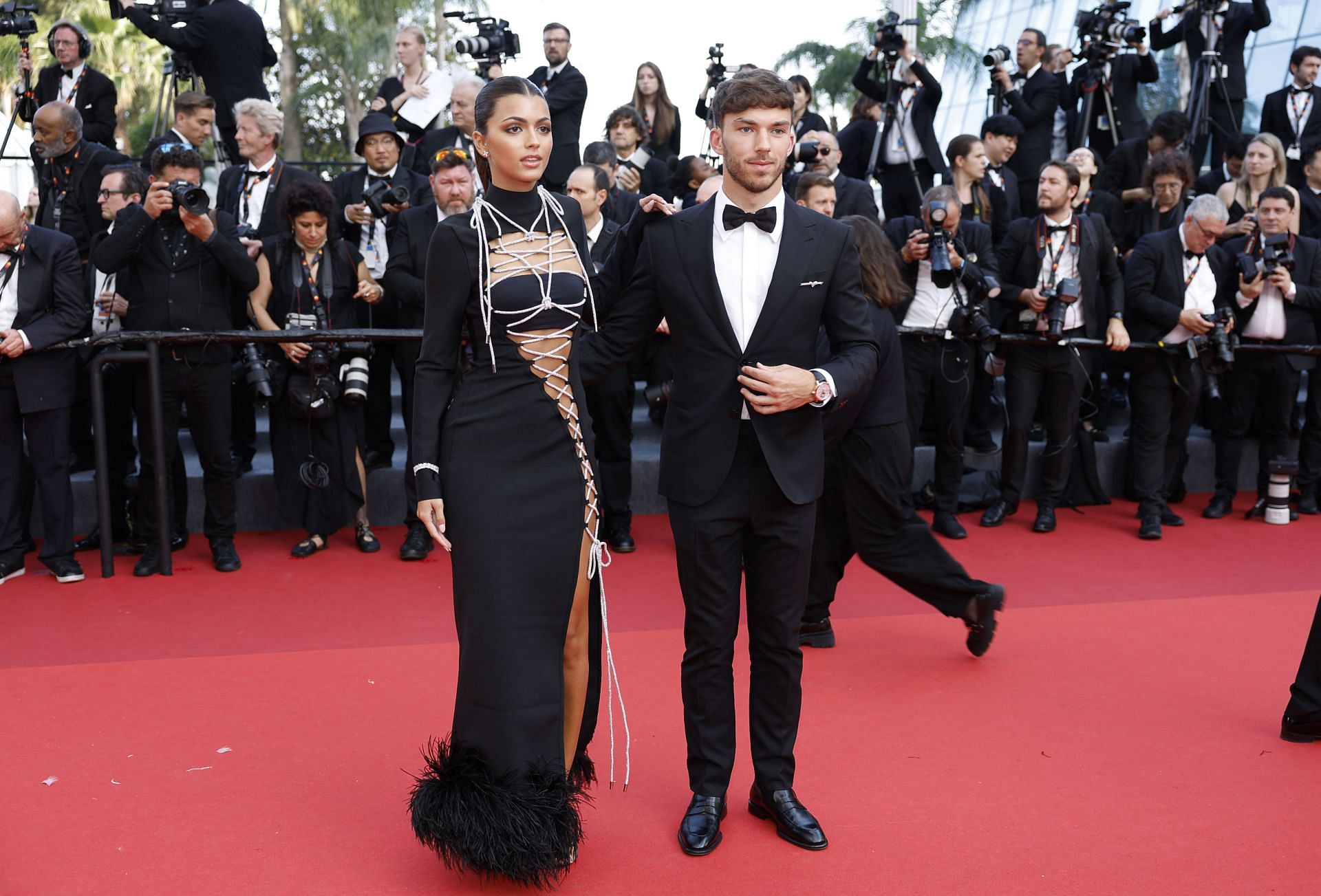 Kika Gomes and Pierre Gasly attend the "La Passion De Dodin Bouffant" red carpet during the 76th annual Cannes film festival at Palais des Festivals - Source: Getty